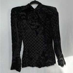 Balmain Black Textured Velvet Blouse